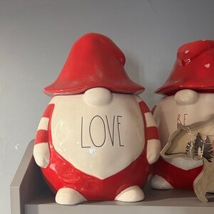 Red and White Ceramic Gnome Figurine